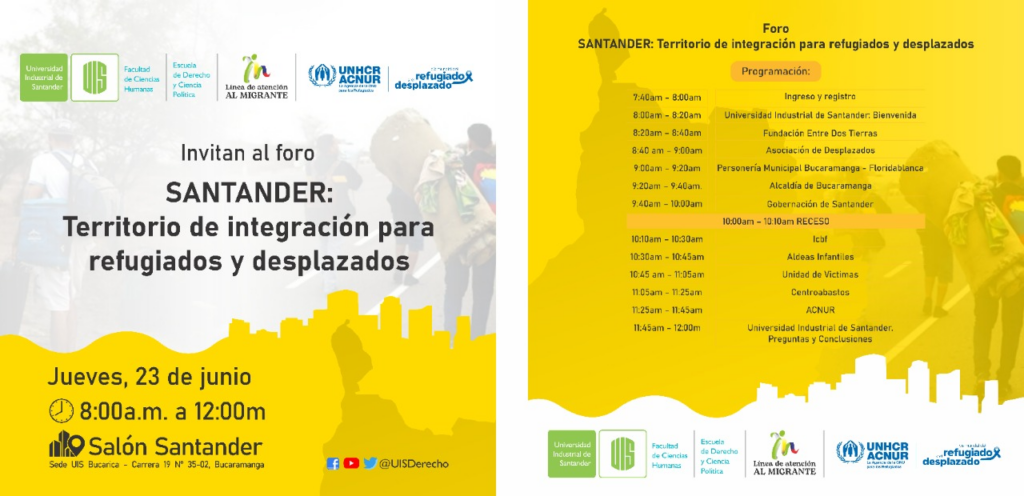 Foro Santander: Territorio de Integración para refugiados y desplazados.