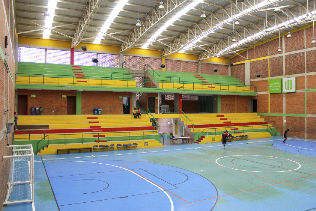 The Physical Education and Sports Department UIS invites you to get to know its Coliseum. General plan of the sports hall where some students are playing.