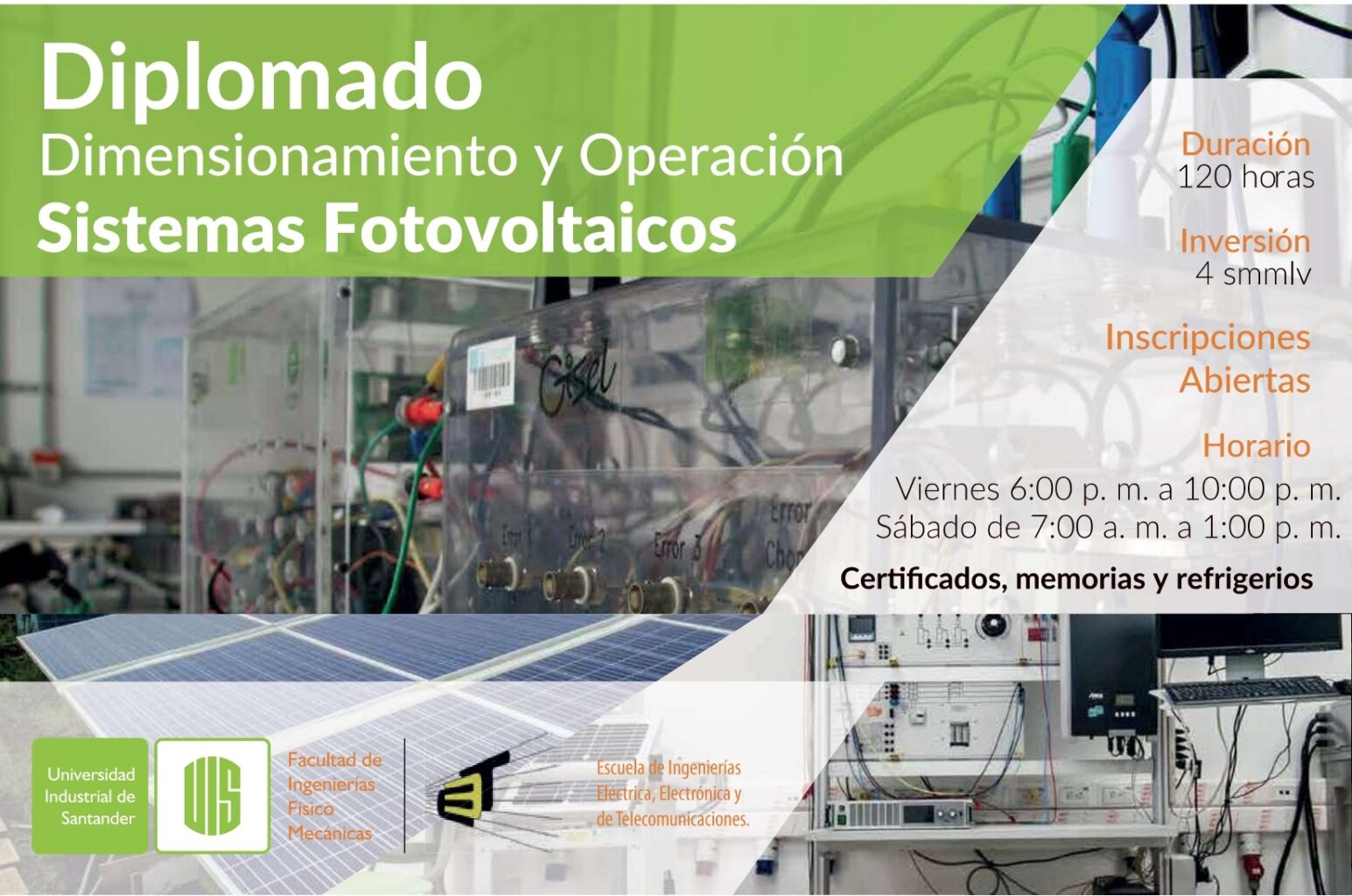 Flayer del diplomado en Dimensionamiento y Operación de Sistemas Fotovoltaicos.