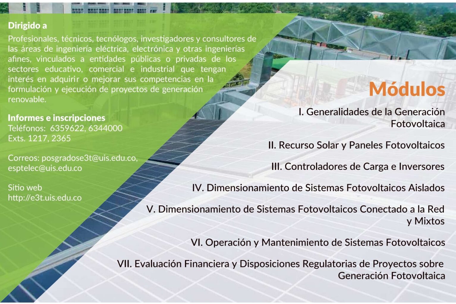 Pieza gráfica del diplomado en Dimensionamiento y Operación de Sistemas Fotovoltaicos.