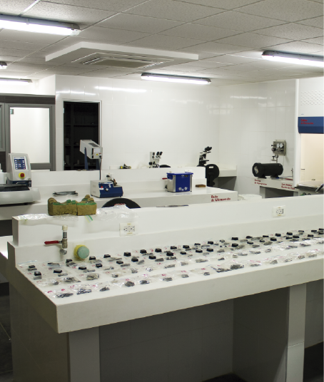 It is important for the School of Geology to show the facilities at the service of students and the university community. Photo taken in the Sample Preparation Laboratory where all the samples are displayed on a table.