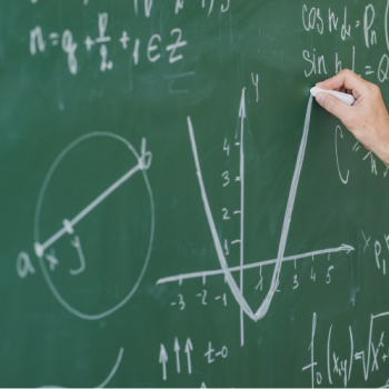 The School of Physics UIS presents to the educational community and the general public the research lines of its Optics and Signal Processing Group (GOTS). Photo taken from stock images showing a blackboard with written equations.